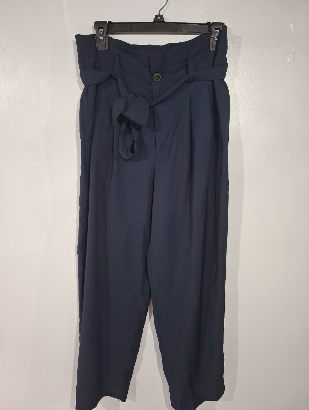 Madewell Drapey Paperbag High Waist Navy Blue Tapered Pants Sz 6 Preppy Office - Picture 2 of 14